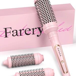 New Farery PRO 3-in-1 Thermal Brush Set -Adjustable Temperature, Detach Curling